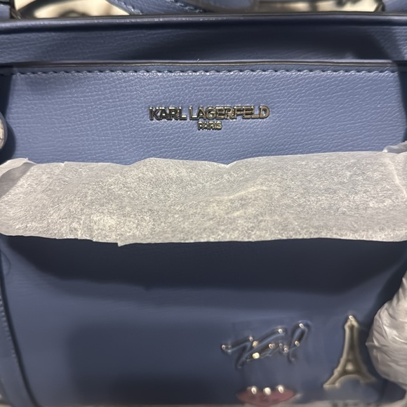 NWT Karl Lagerfeld Blue Crossbody Bag With Baby Pouch With Silver Hardware - Picture 9 of 11